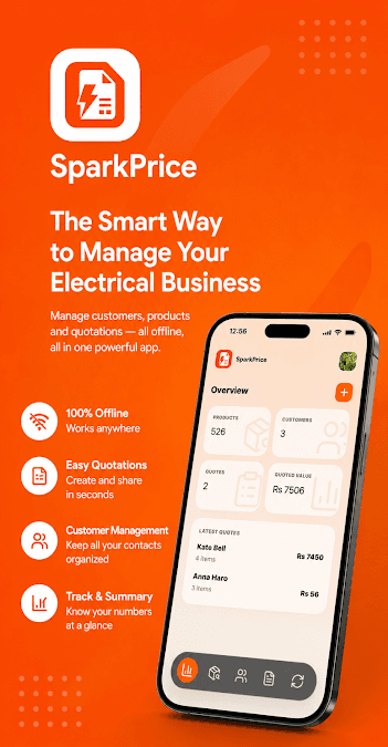 SparkPrice electrical business management dashboard